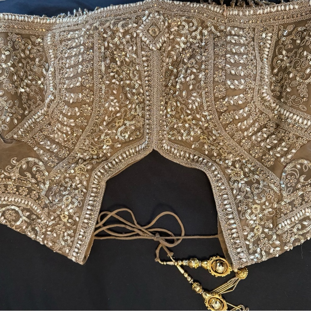 Elegant Gold Embroidered Saree - Picture 6 of 11